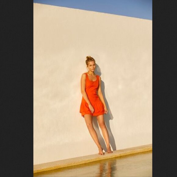 Free People Zouzou Mini Dress Orange Endless Summer Sleeveless Tiered M - Picture 1 of 7